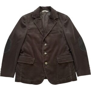 Lands' End Corduroy Blazer Kids Small 8 Brown Elbow Patches Sport Coat Jacket